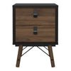 Ry. Bedside cabinet 2 drawer in Matt Black Walnut