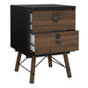 Ry. Bedside cabinet 2 drawer in Matt Black Walnut