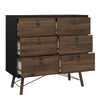 Ry. 3 Piece Bundle, Bedside, Chest and 3 Door 3 Drawer Wardrobe in Matt Black Walnut