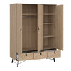 Ry. 3 Piece Bundle, Bedside, Chest and 3 Door 3 Drawer Wardrobe in Jackson Hickory Oak