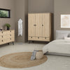 Ry. 3 Piece Bundle, Bedside, Chest and 3 Door 3 Drawer Wardrobe in Jackson Hickory Oak