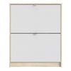 Shoes Shoe cabinet w. 2 tilting doors and 2 layers Oak structure White