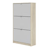 Shoes Shoe cabinet w. 3 tilting doors and 2 layers Oak structure White