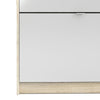 Shoes Shoe cabinet w. 4 tilting doors and 2 layers + 1 mirror door Oak structure