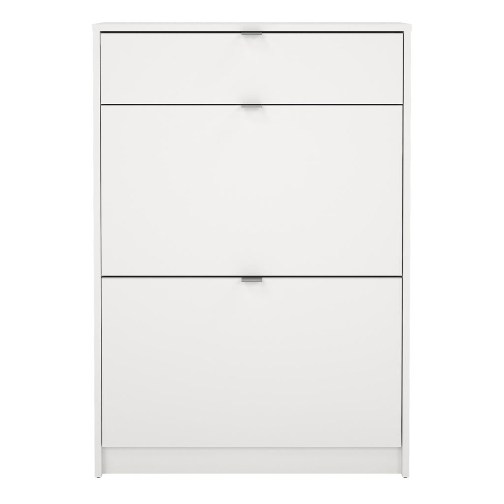 Shoes Shoe Cabinet 2 Flip Down Doors + 1 Drawer in White