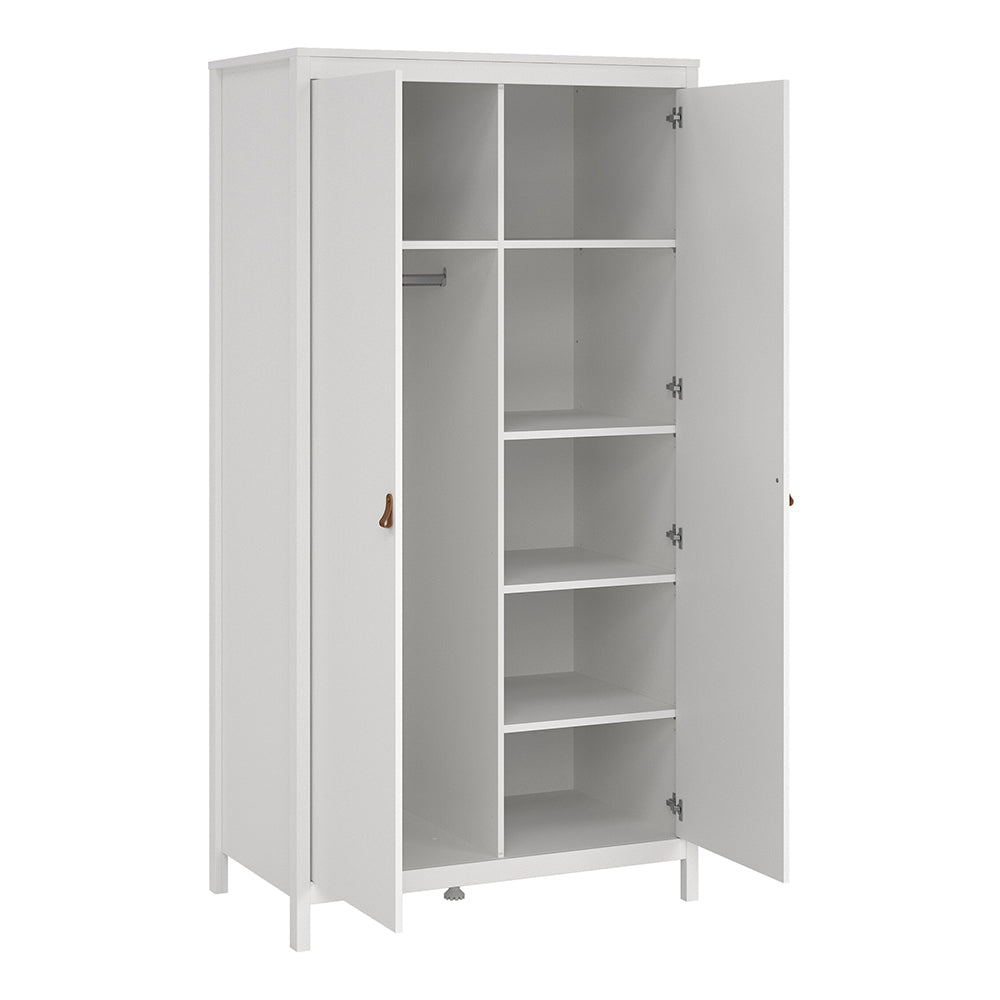 Barcelona 3 Piece Bundle, Bedside, Chest and 2 Door Wardrobe in White