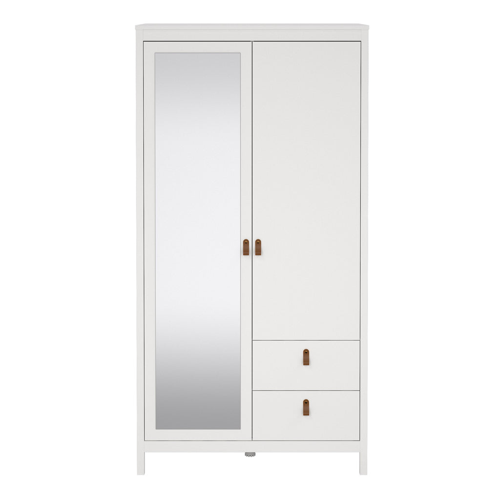 Barcelona Wardrobe with 1 door + 1 mirror door + 2 drawers White