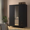 Barcelona Wardrobe with 2 doors + 1 mirror door + 2 drawers Matt Black