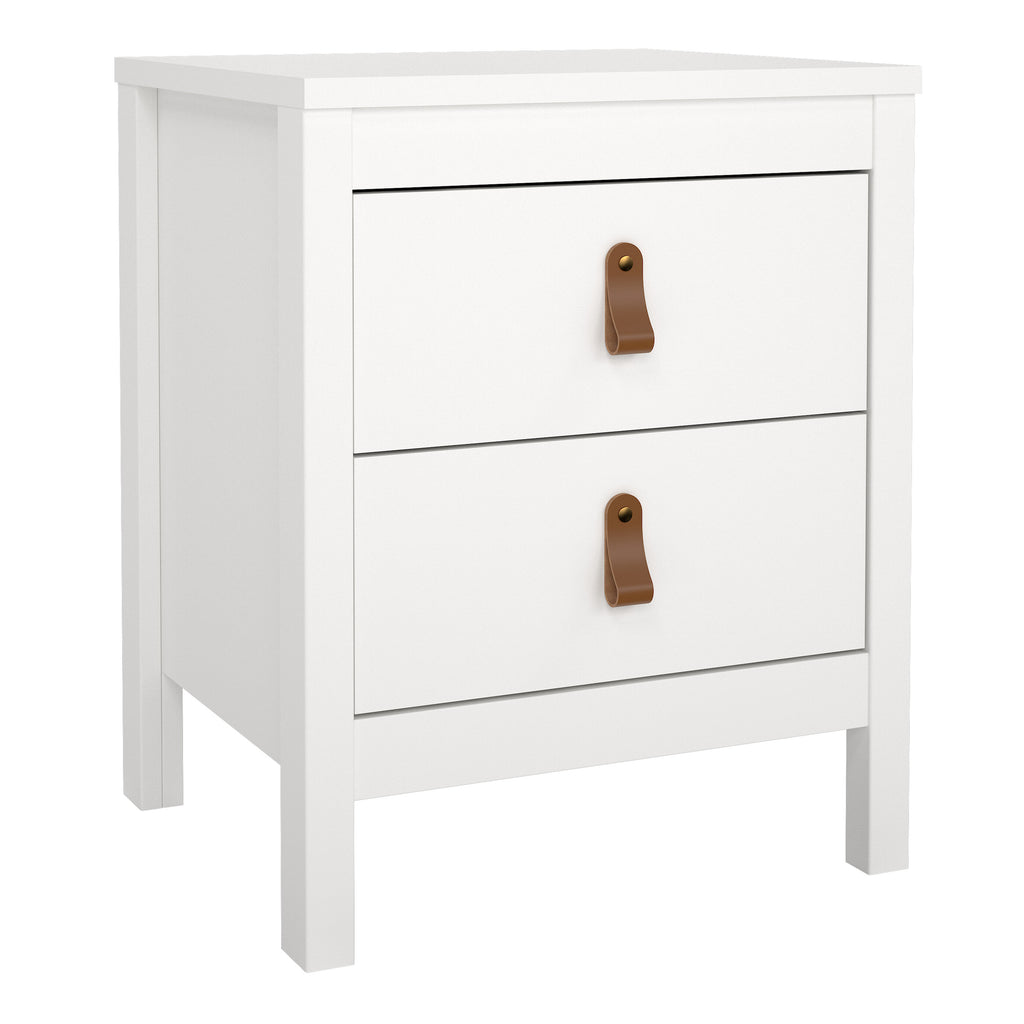 Barcelona Bedside Table 2 drawers in White