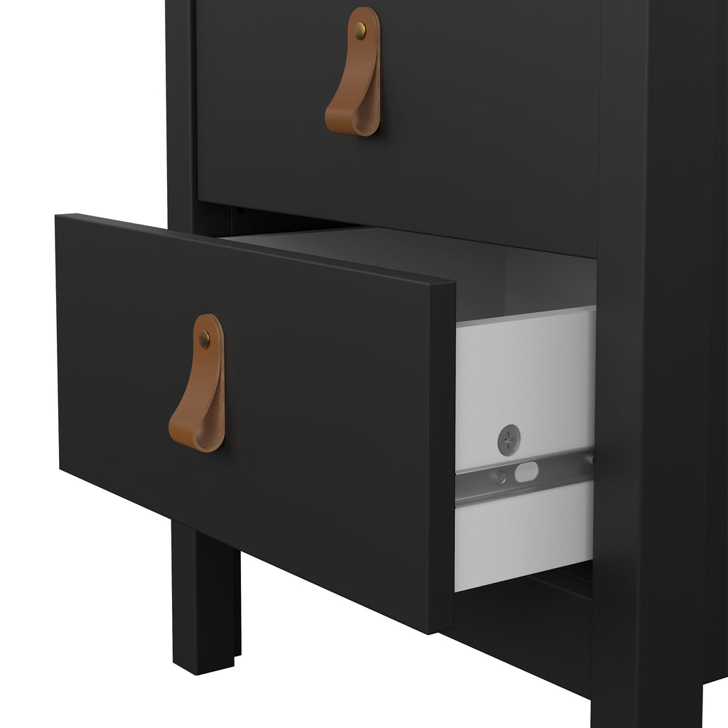 Barcelona Bedside Table 2 drawers in Matt Black