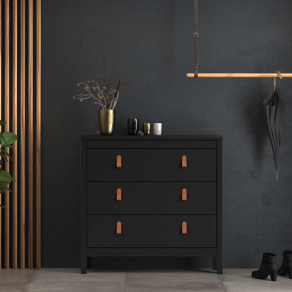 Barcelona Chest 3 drawers in Matt Black