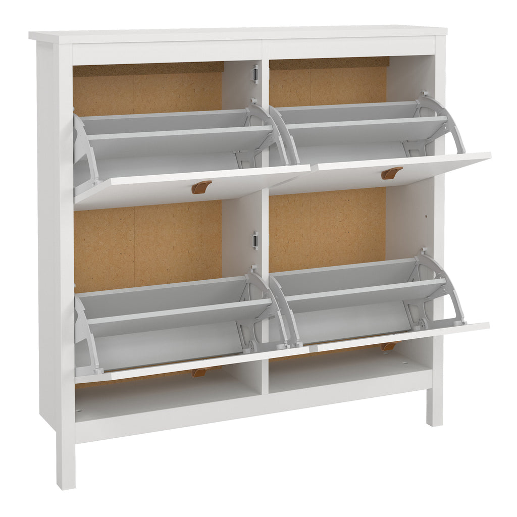 Barcelona Shoe cabinet 4 compartments in White