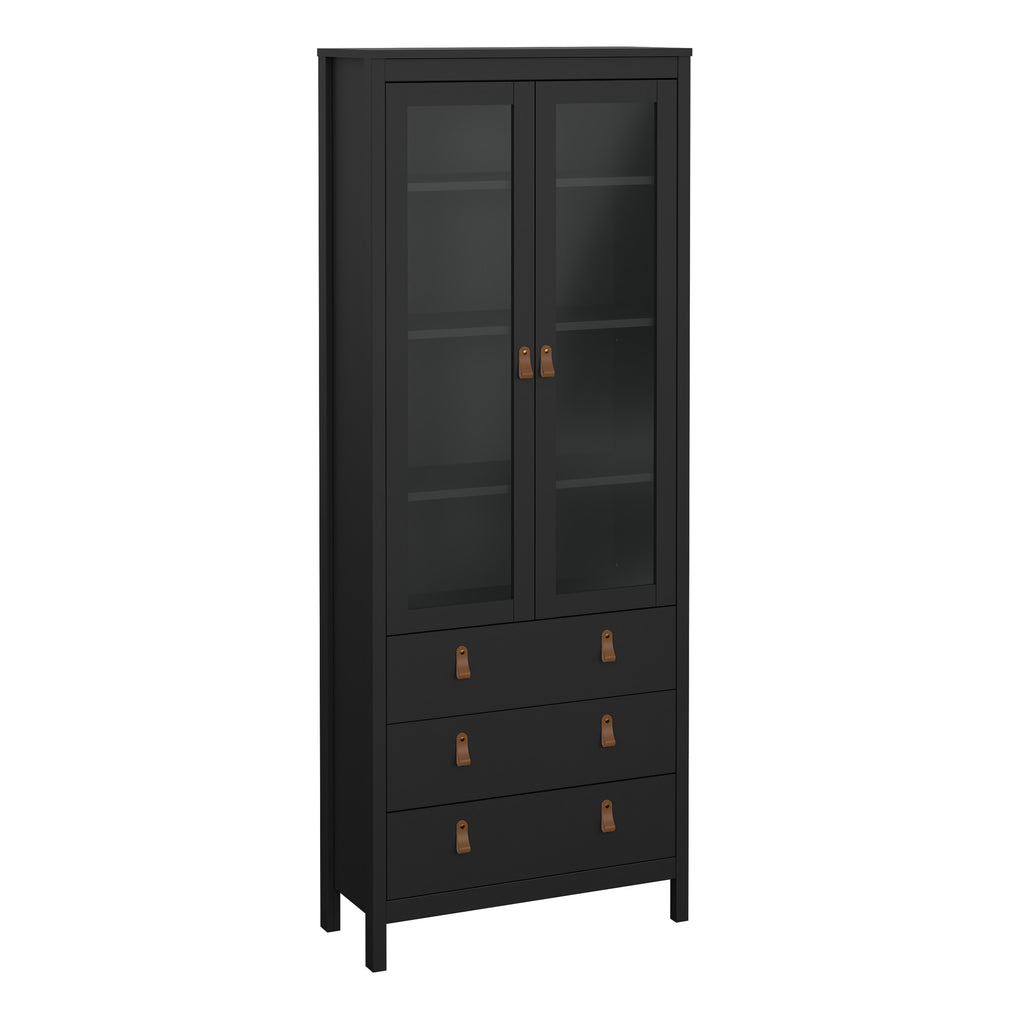 Barcelona China cabinet 2 doors w/glass + 3 drawers in Matt Black