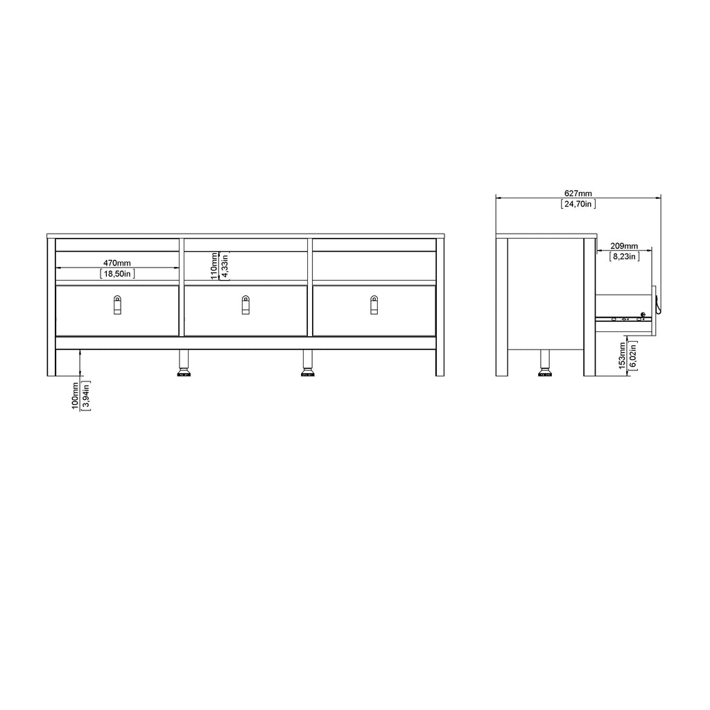 Barcelona Tv-unit 3 drawers in White