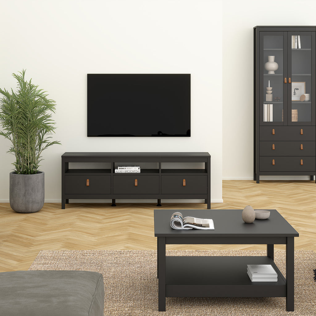 Barcelona Tv-unit 3 drawers in Matt Black