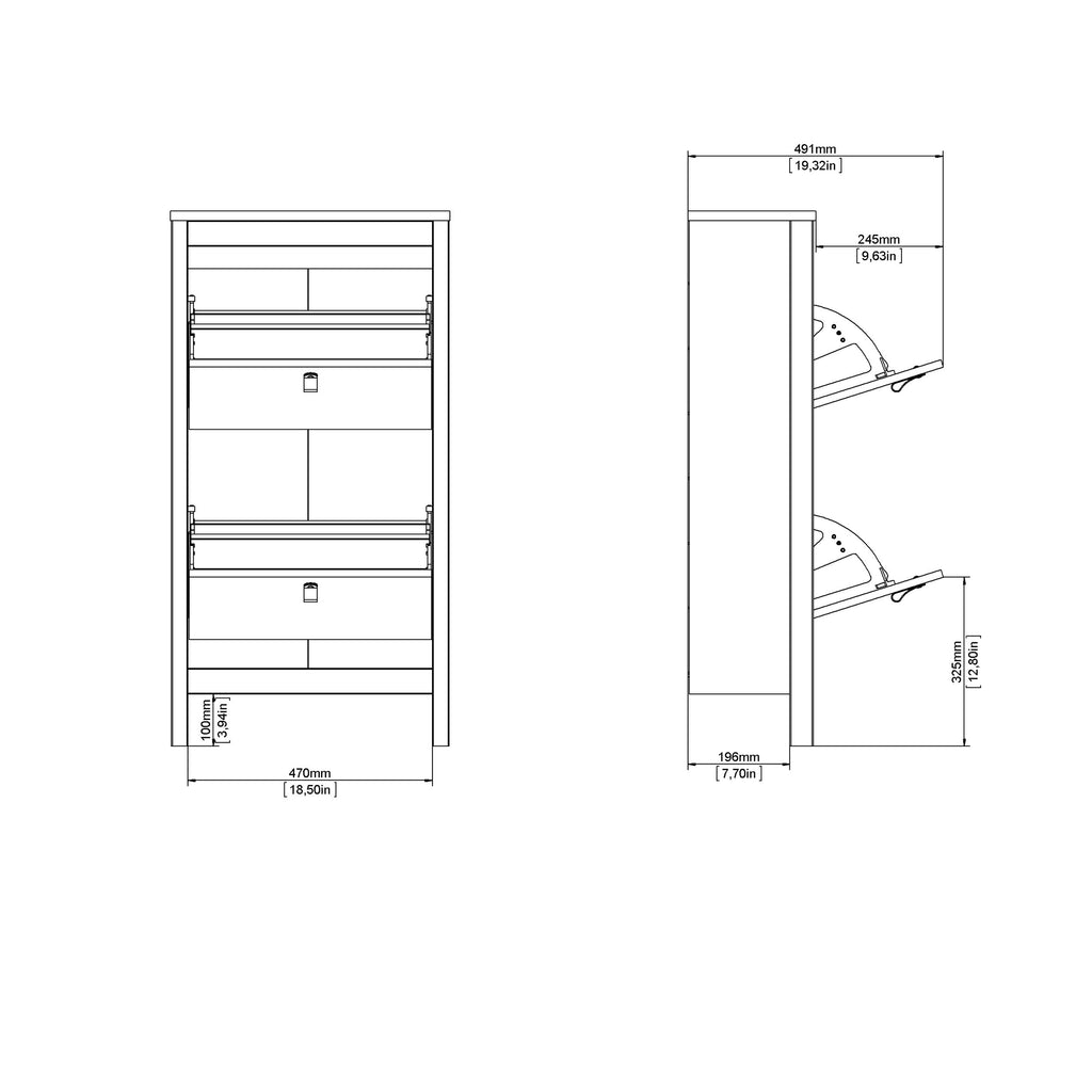 Barcelona Shoe Cabinet 2 Flap Door White