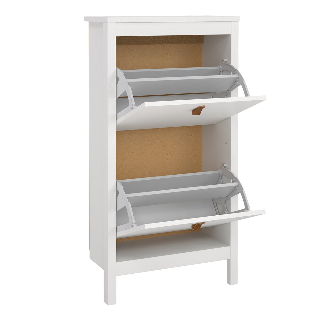 Barcelona Shoe Cabinet 2 Flap Door White