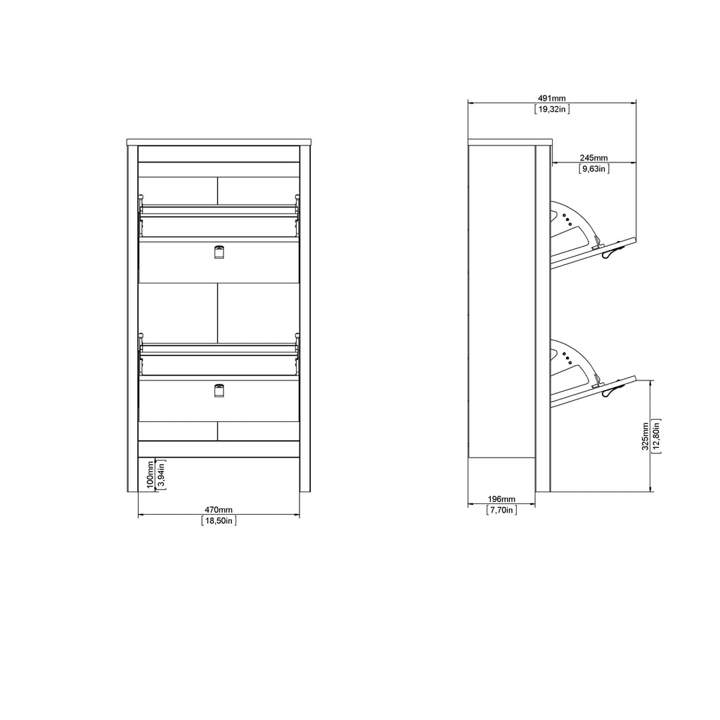 Barcelona Shoe Cabinet 2 flap doors Matt Black