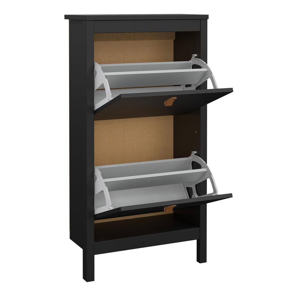 Barcelona Shoe Cabinet 2 flap doors Matt Black