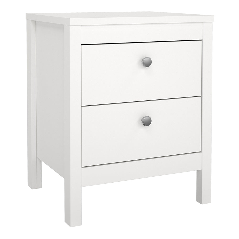 Madrid 3 Piece Bundle, Bedside, Chest and 2 Door Wardrobe in White