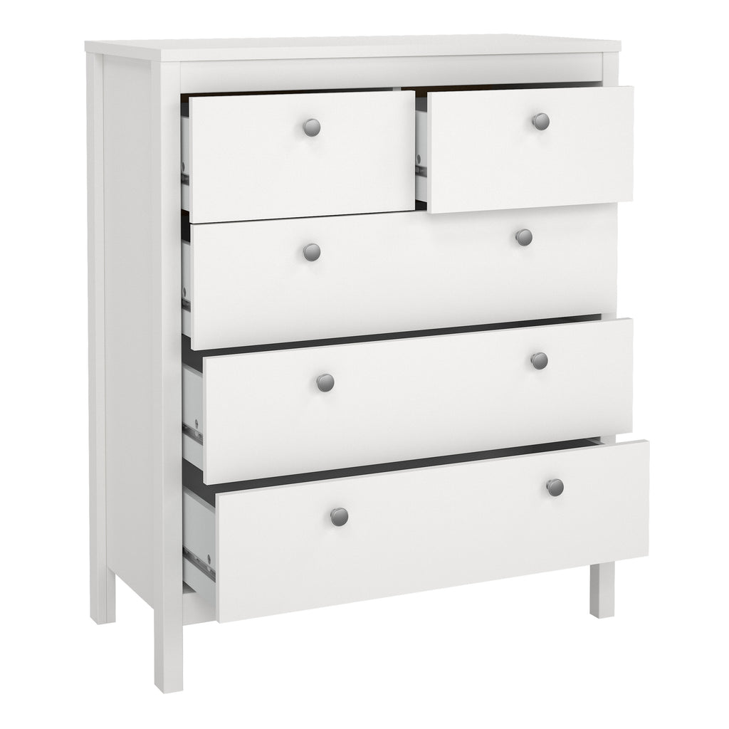 Madrid 3 Piece Bundle, Bedside, Chest and 3 Door Wardrobe in White