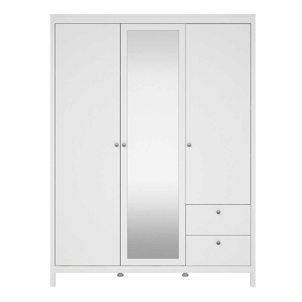 Madrid Wardrobe with 2 doors + 1 mirror door + 2 drawers White