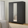 Madrid Wardrobe with 2 doors + 1 mirror door + 2 drawers Matt Black