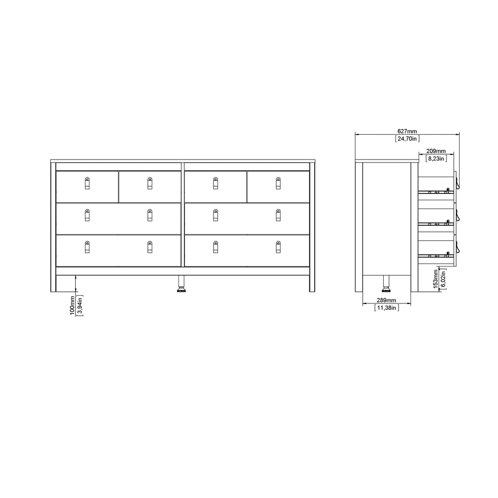 Madrid Double dresser 4+4 drawers in White