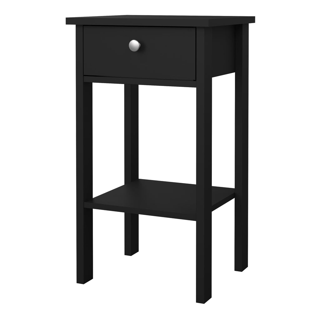 Madrid Bedside Table with 1 Drawer in Matt Black