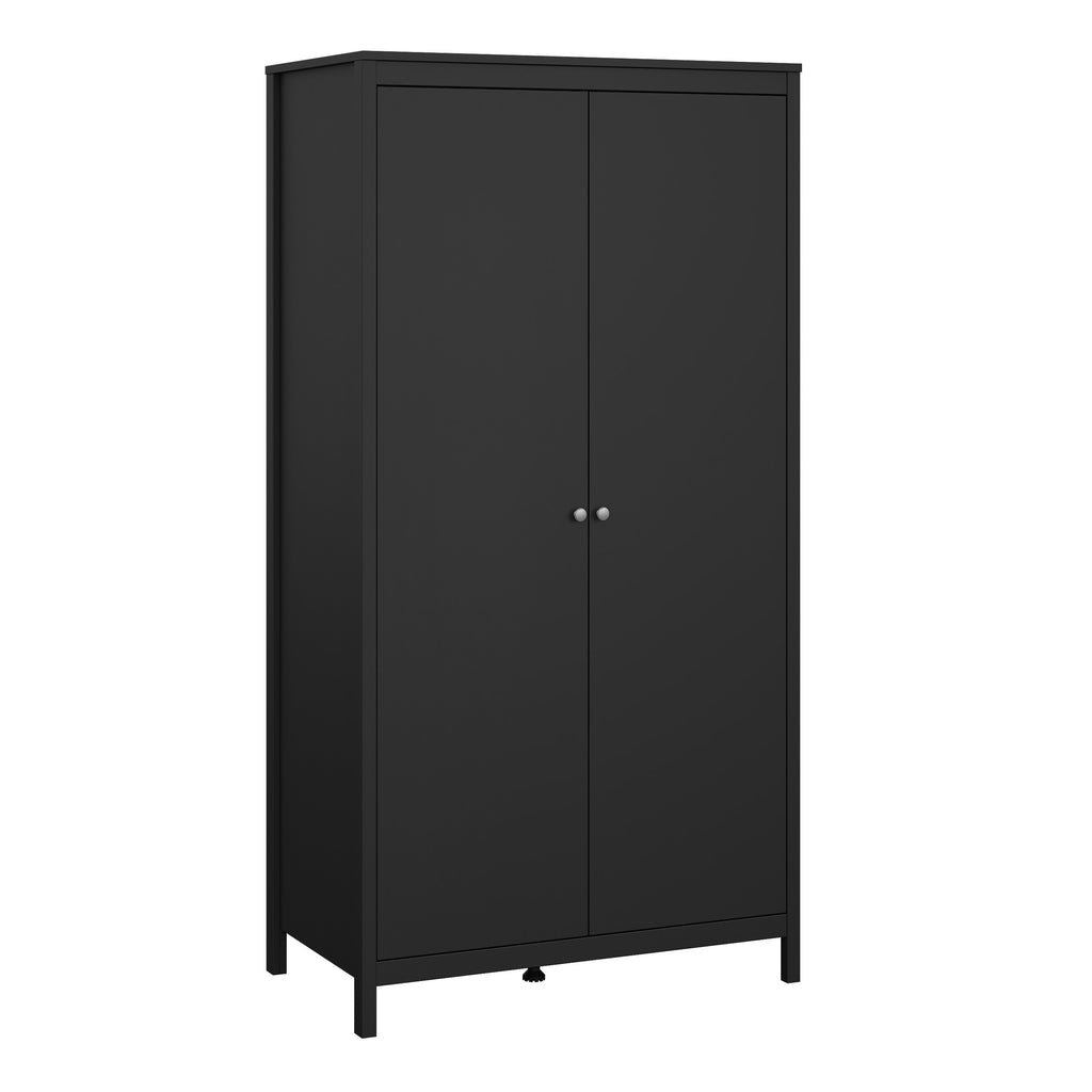 Madrid 3 Piece Bundle, Bedside, Chest and 2 Door Wardrobe in Matt Black