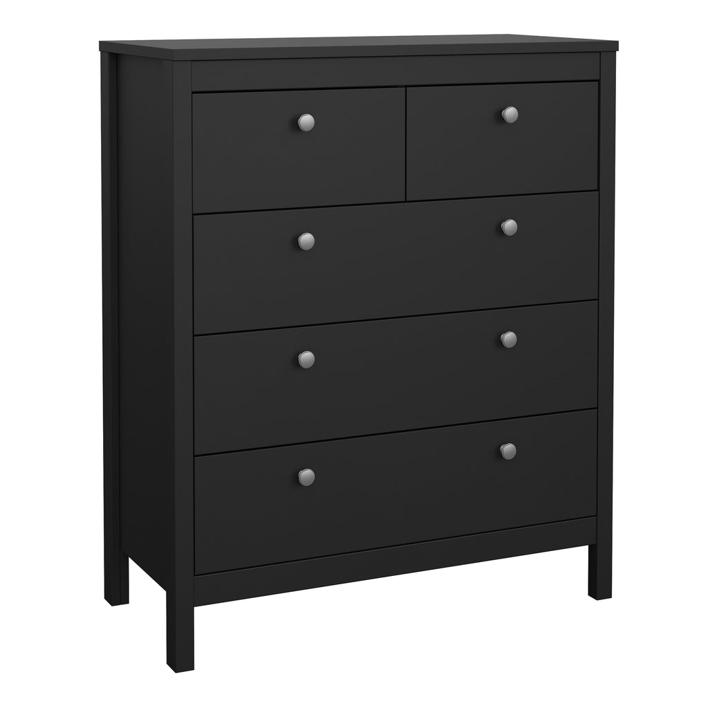 Madrid 3 Piece Bundle, Bedside, Chest and 3 Door Wardrobe in Matt Black