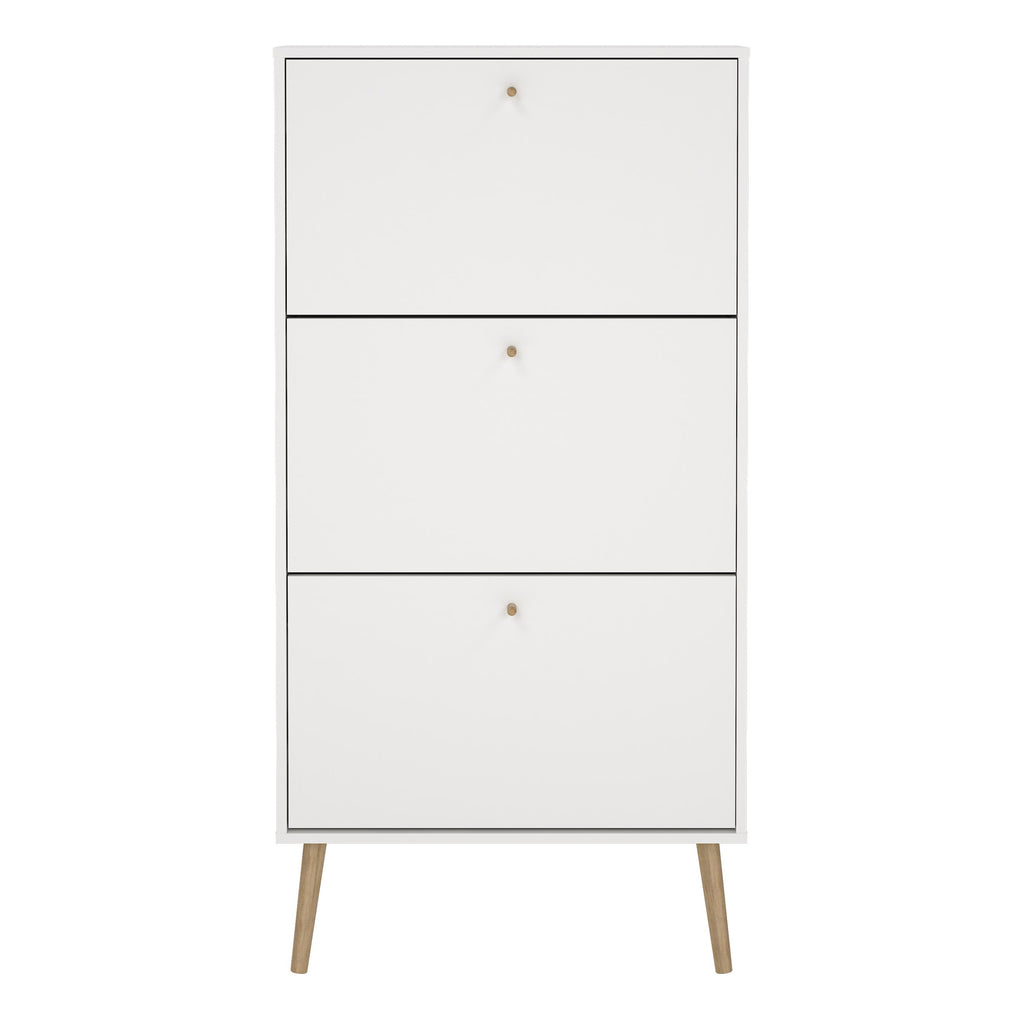 Cumbria Shoe Cabinet 3 flap Doors White