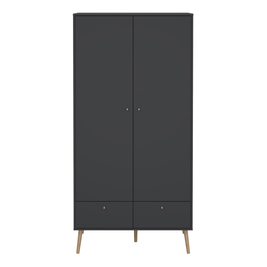 Cumbria Wardrobe with 2 Doors + 2 Drawers Dark Grey