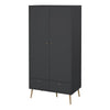 Cumbria Wardrobe with 2 Doors + 2 Drawers Dark Grey