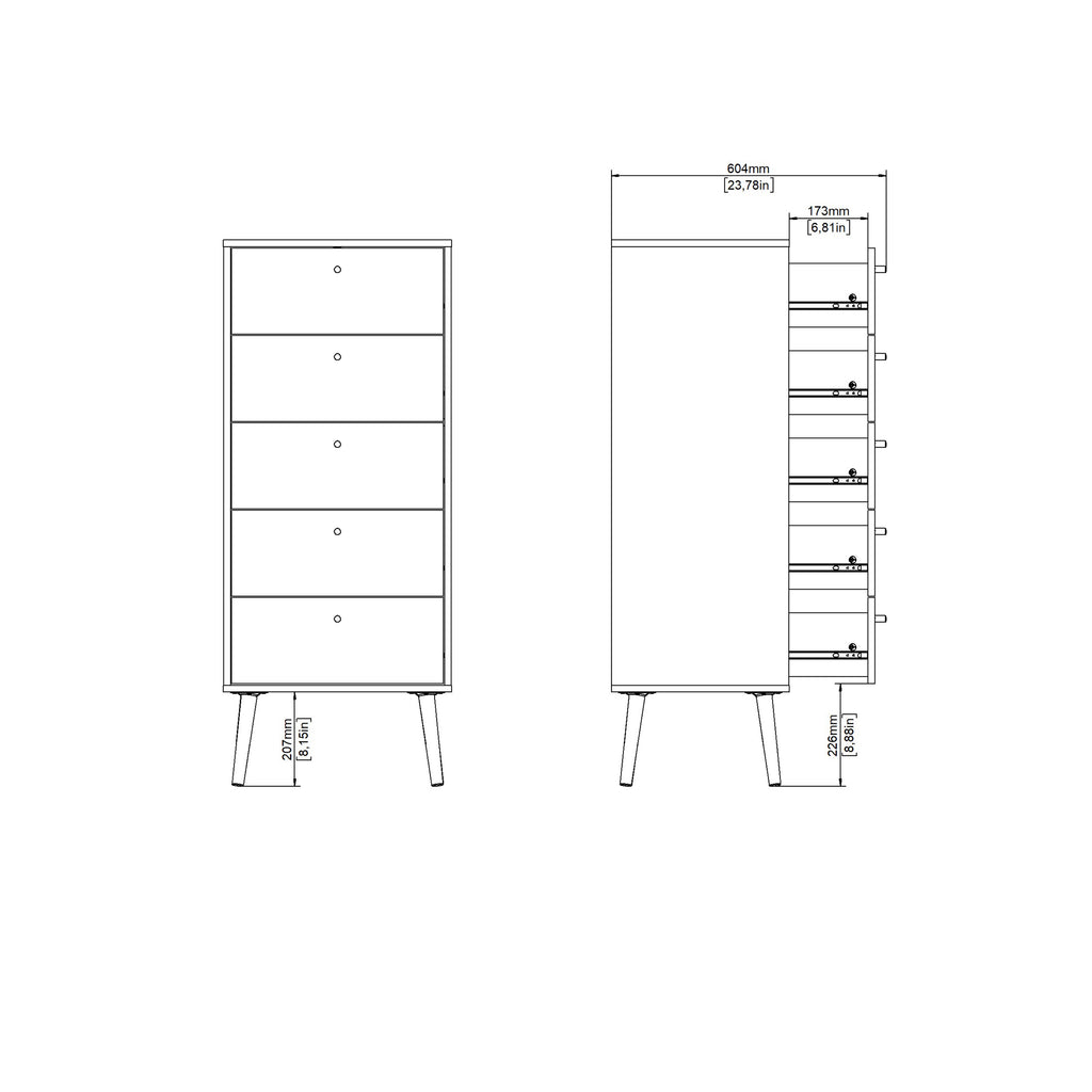 Cumbria Chest 5 Drawers Dark Grey