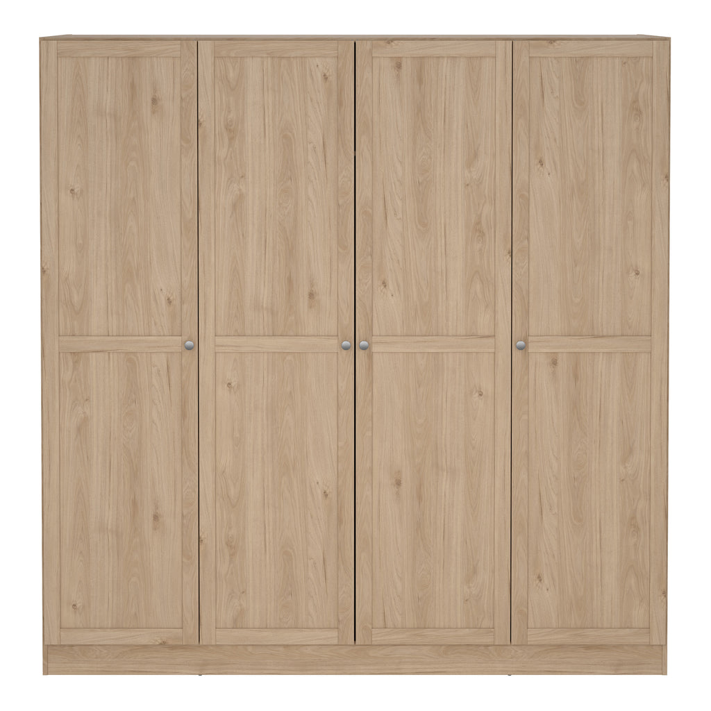 Brande Wardrobe with 4 Frame Doors in Jackson Hickory