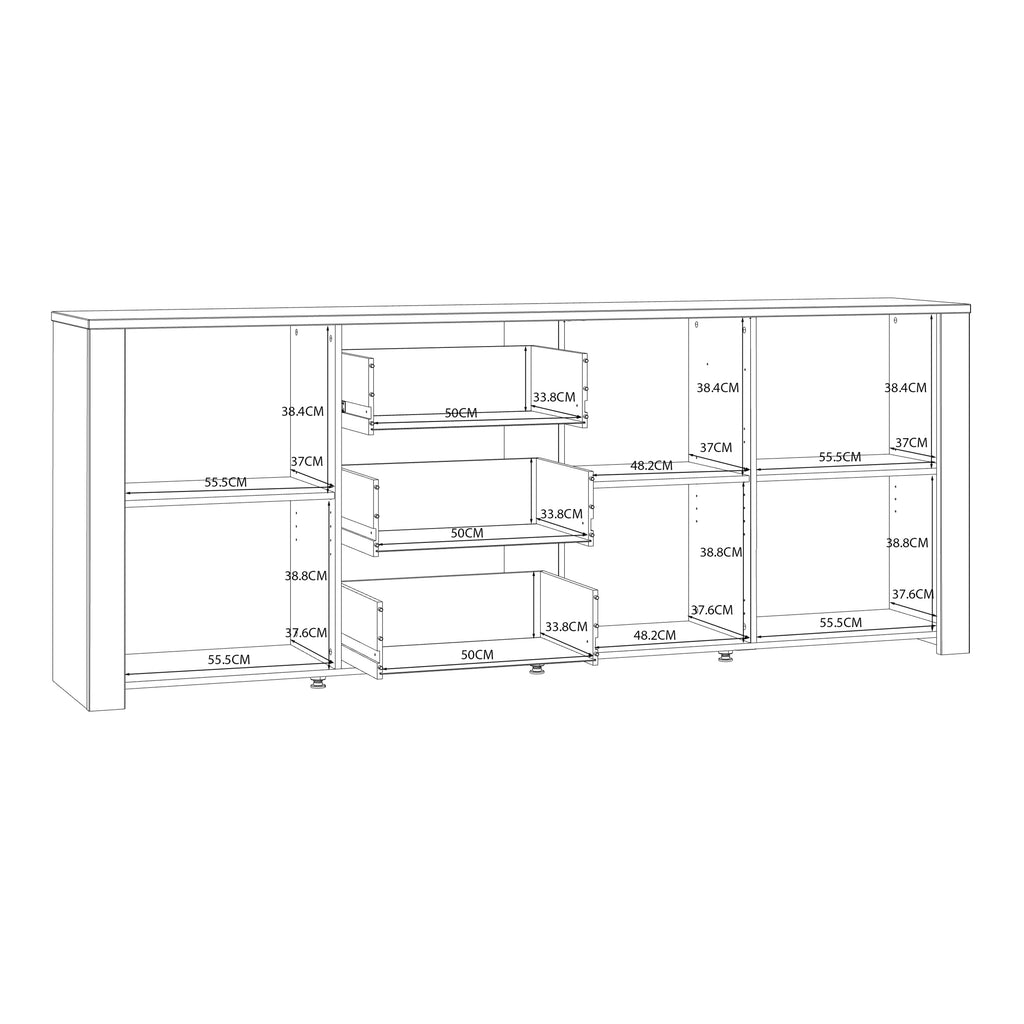 Bohol Large Sideboard in Riviera Oak/White