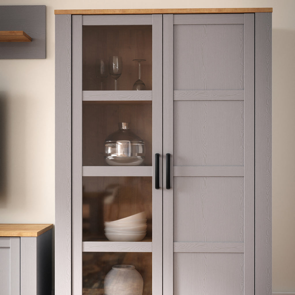 Bohol Display Cabinet in Riviera Oak/Grey Oak