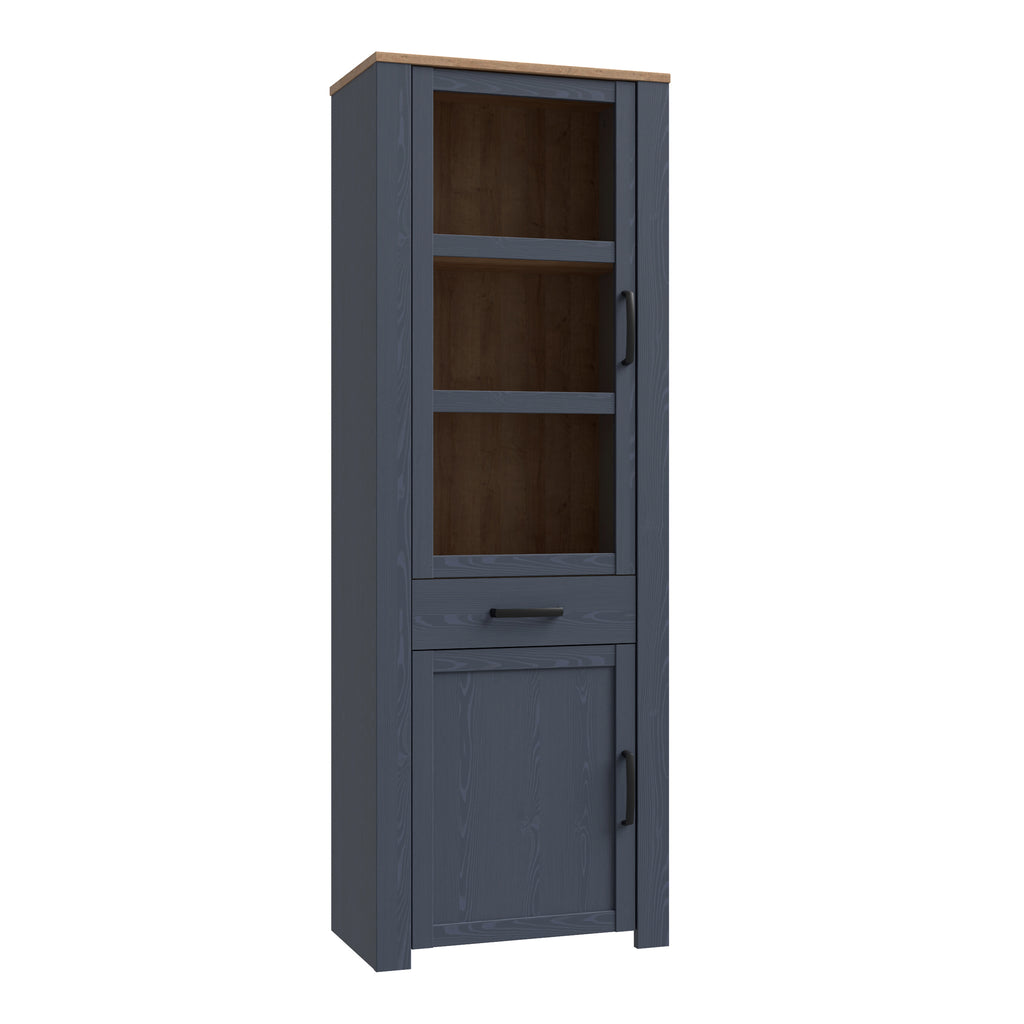 Bohol Narrow Display Cabinet in Riviera Oak/Navy