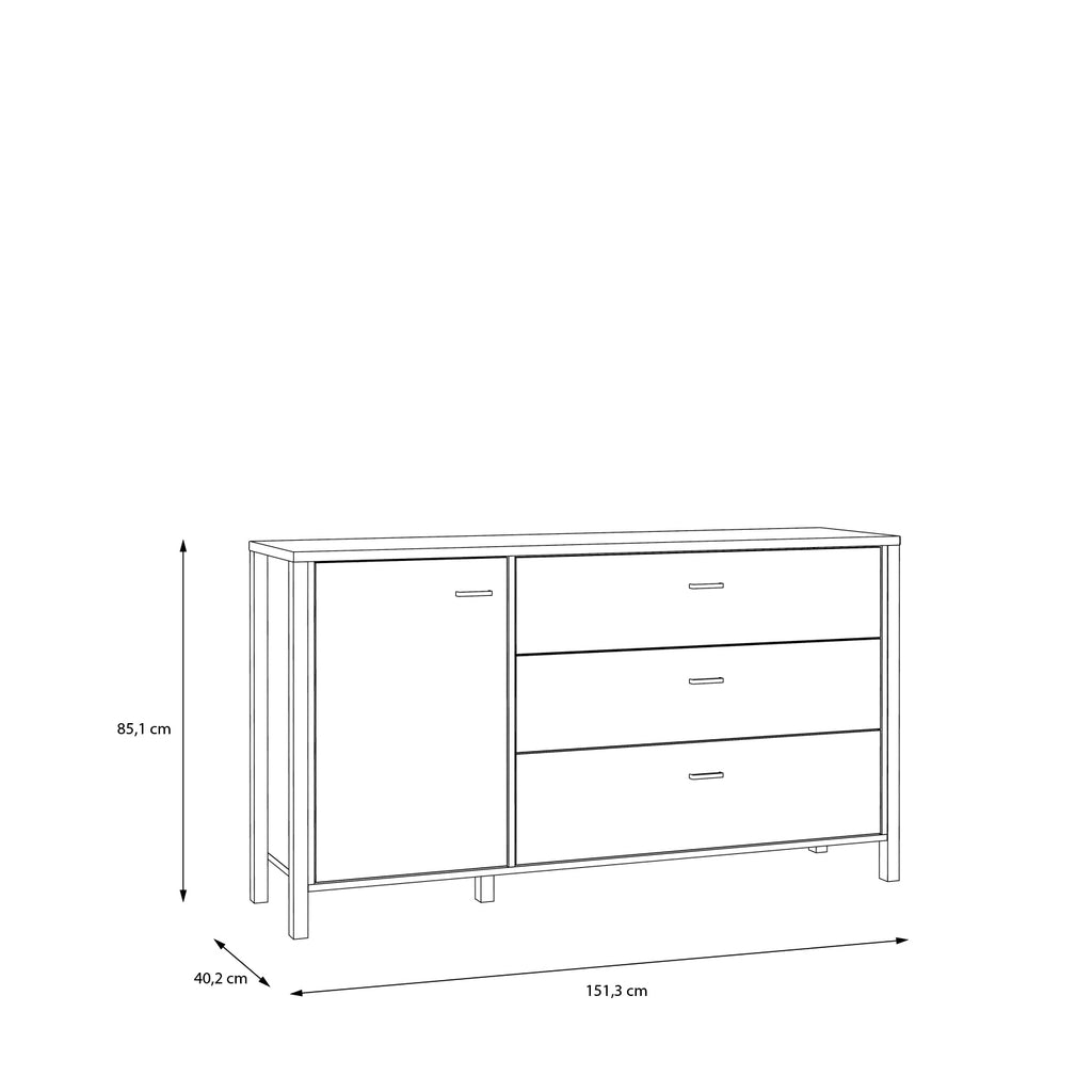 High Rock Sideboard in Matt Black/Riviera Oak