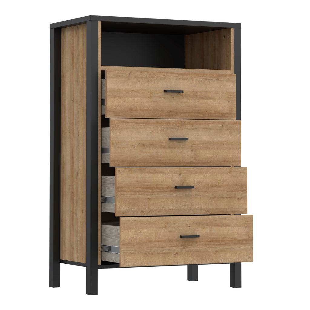 High Rock Chest of Drawers in Matt Black/Riviera Oak