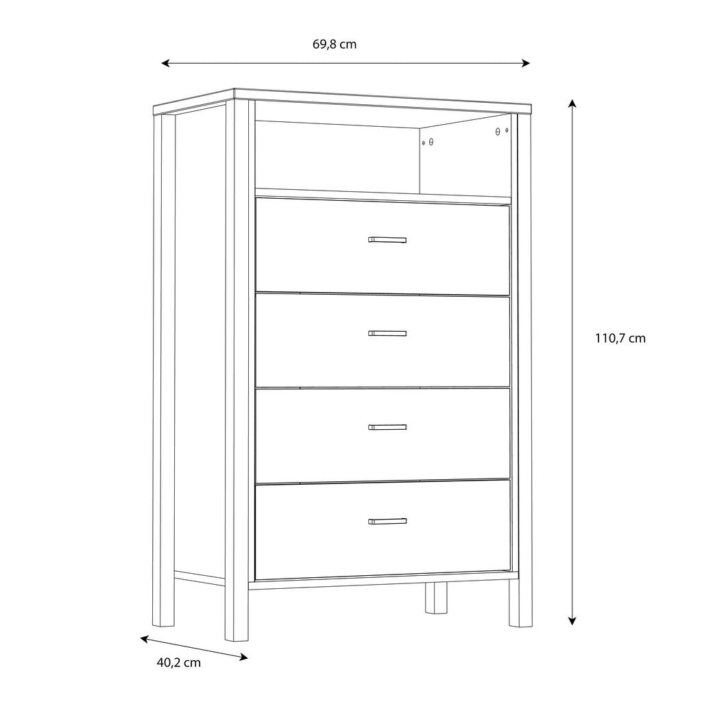 High Rock Chest of Drawers in Matt Black/Riviera Oak