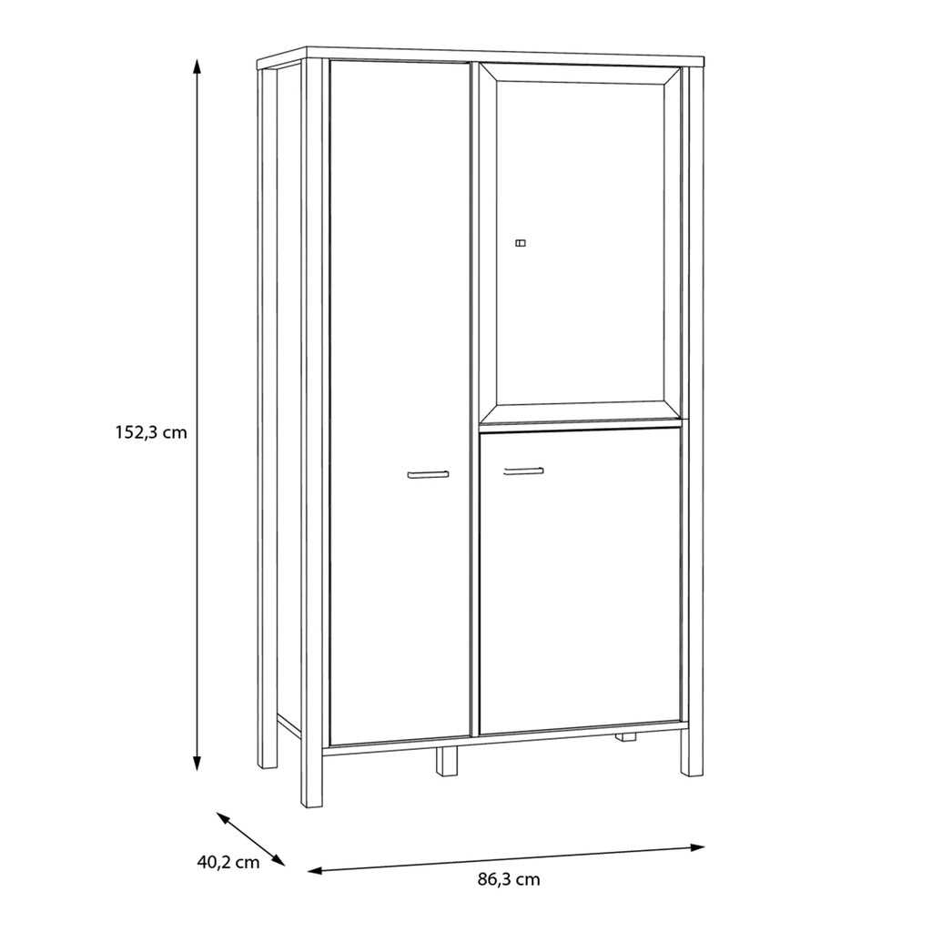 High Rock Small Display Cabinet in Matt Black/Riviera Oak