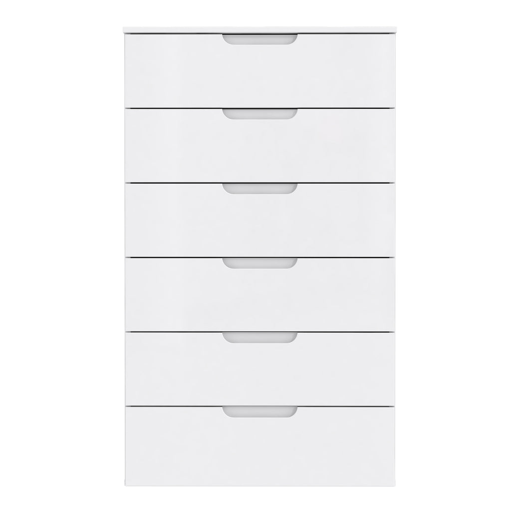 Sienna Chest of 6 Drawers in White/White High Gloss