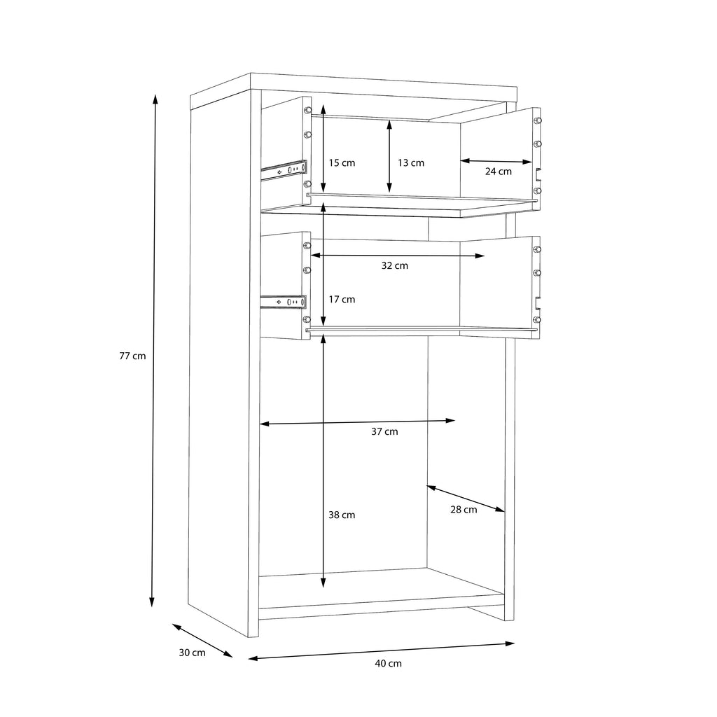 Best Chest Storage Cabinet 2 Drawers 1 Door in Concrete Optic Dark Grey/Old - Wood Vintage