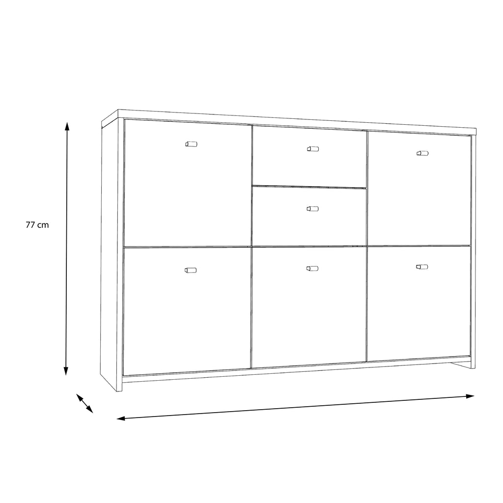 Best Chest Storage Cabinet with 2 Drawers and 5 Doors in Concrete Optic Dark Grey/Old - Wood Vintage