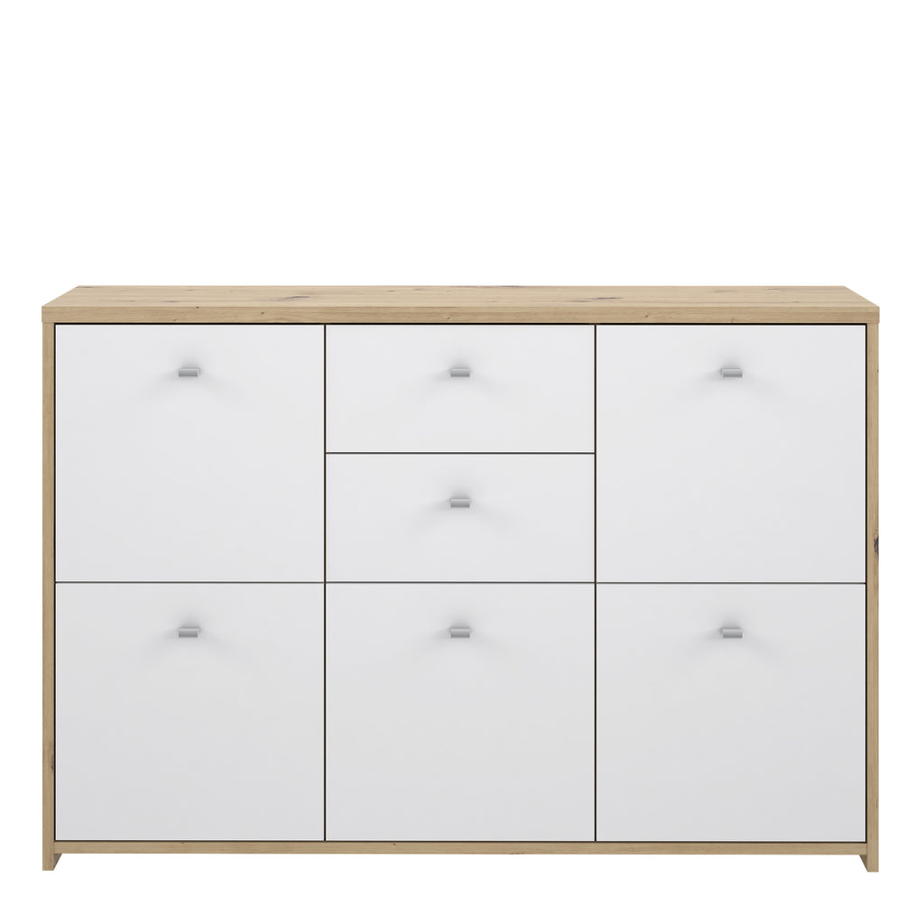 Best Chest Storage Cabinet with 2 Drawers and 5 Doors in Artisan Oak/White