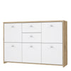 Best Chest Storage Cabinet with 2 Drawers and 5 Doors in Artisan Oak/White