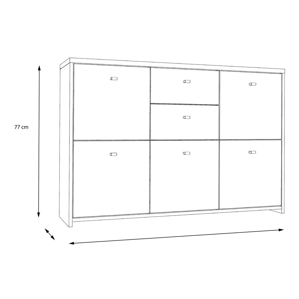 Best Chest Storage Cabinet with 2 Drawers and 5 Doors in Artisan Oak/White