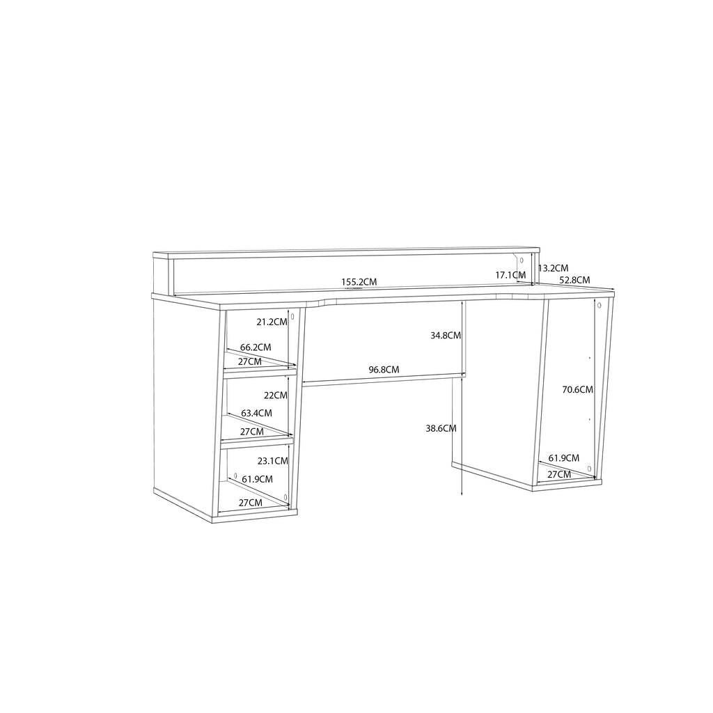 Tezaur Gaming Desk with LED in Black/White